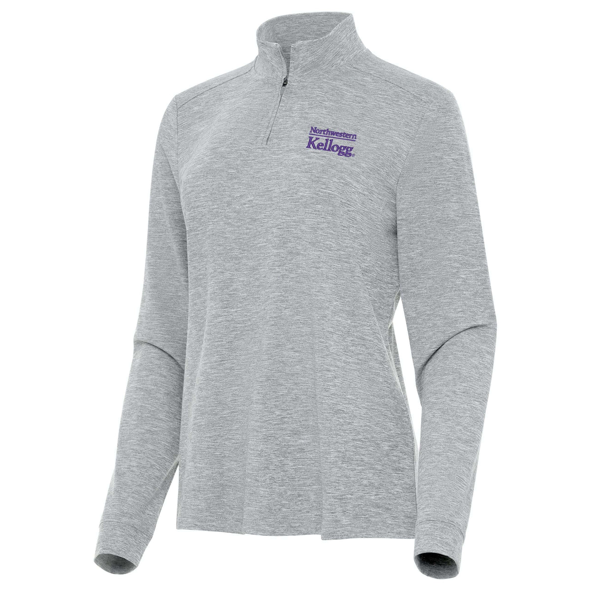 Northwestern I Kellogg Women's Antigua Skyscraper Heather Mentor 1/4 Zip Pullover -2