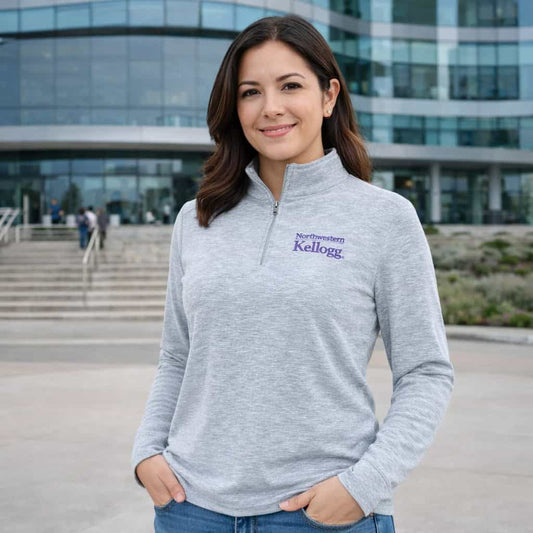 Northwestern I Kellogg Women's Antigua Skyscraper Heather Mentor 1/4 Zip Pullover