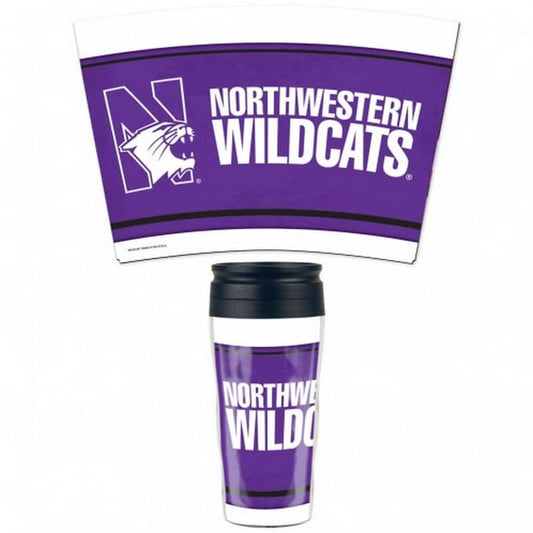 Northwestern Wildcats Travel Mug Contour with the N-cat Design