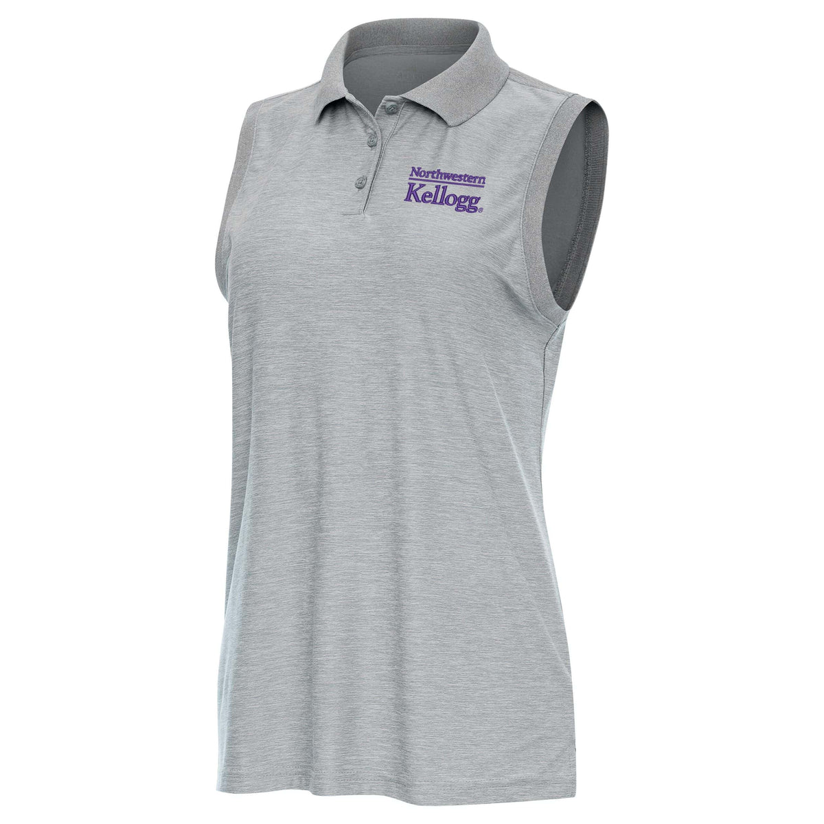 Northwestern I Kellogg Antigua Women's Recap Skyscraper Heather Sleeveless Polo -2