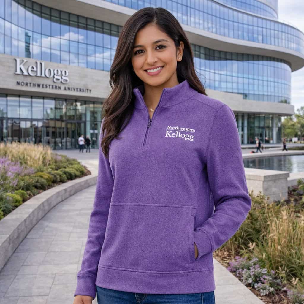 Northwestern I Kellogg Women's Antigua Crush Supersoft 1/4 Zip Pullover Sweatshirt in Light Purple Heather Color