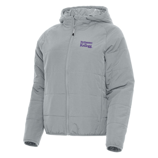 Northwestern I Kellogg Women's Antigua Universe Puffy Jacket in Skyscraper Color -2