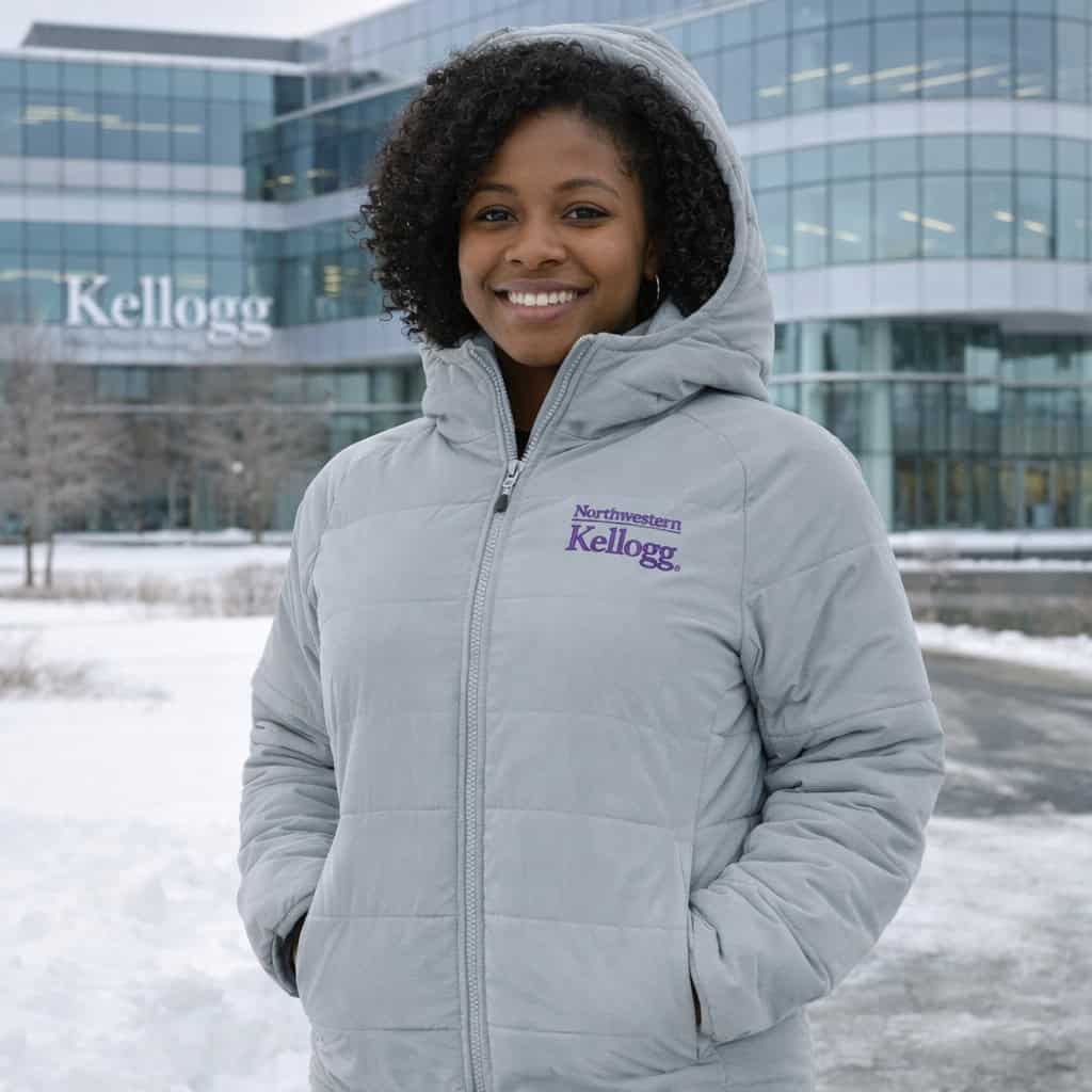 Northwestern I Kellogg Women's Antigua Universe Puffy Jacket in Skyscraper Color