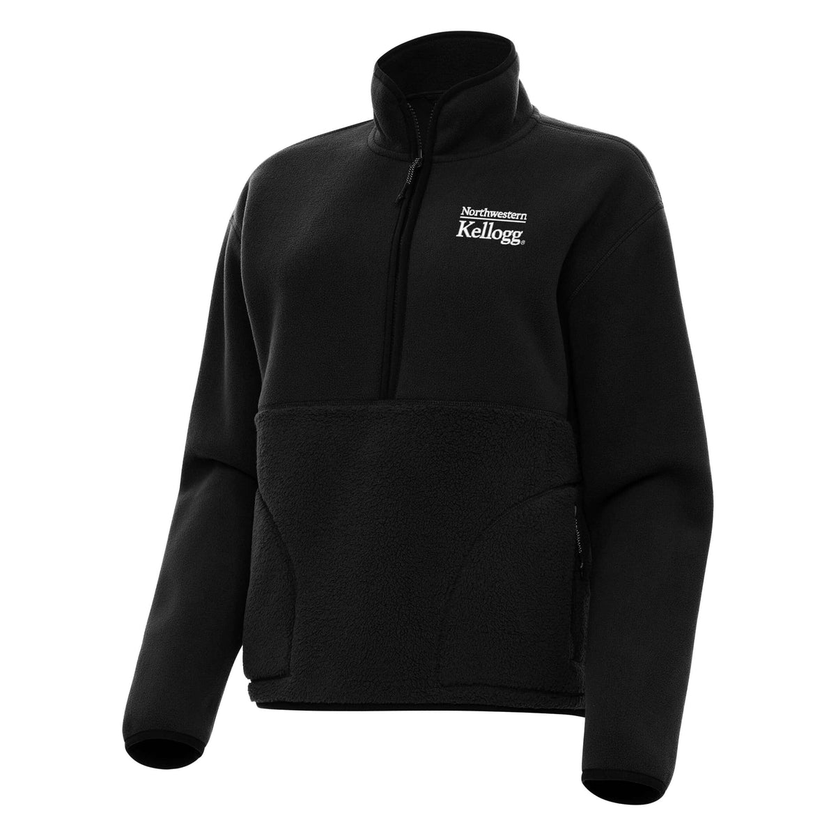 Northwestern I Kellogg Women's Antigua Black Figure 1/4 Zip Pullover-2