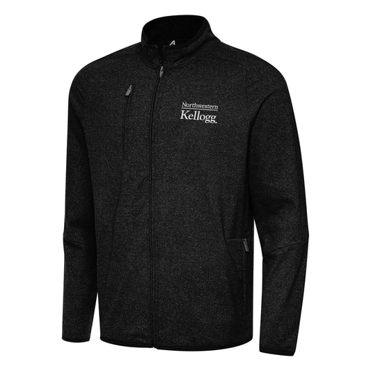 Northwestern I Kellogg Antigua Men's Hold-Up Black Heather Jacket -2
