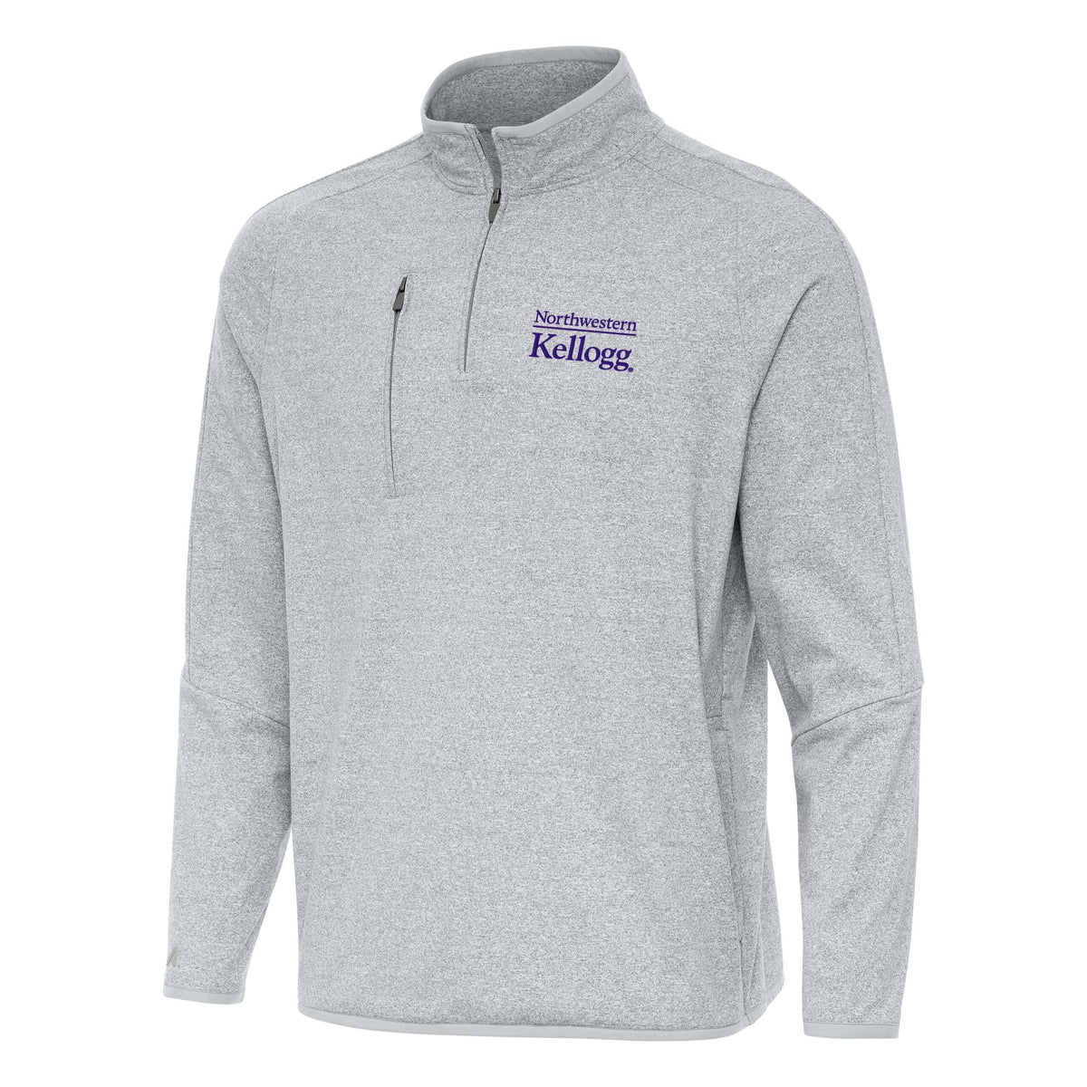 Northwestern I Kellogg Antigua Men's Grey Heather Certain 1/4 Zip Pullover -1