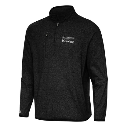 Northwestern I Kellogg Antigua Men's Black Heather Certain 1/4 Zip Pullover