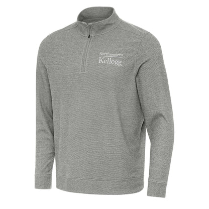 Northwestern I Kellogg Antigua Men's Subtle Supersoft Black Heather 1/4 Zip Pullover