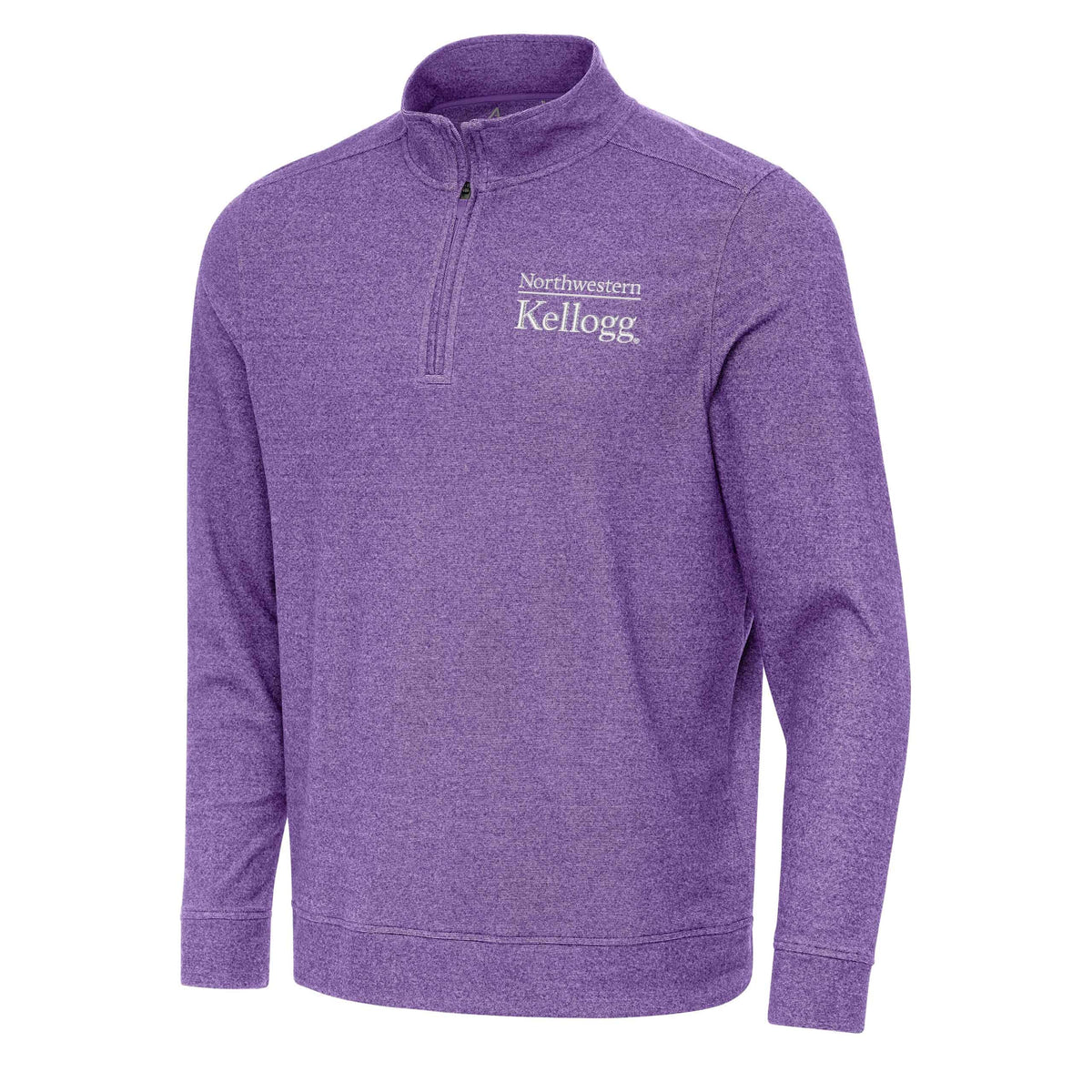 Northwestern I Kellogg Antigua Men's Subtle Supersoft Purple Heather 1/4 Zip Pullover-2