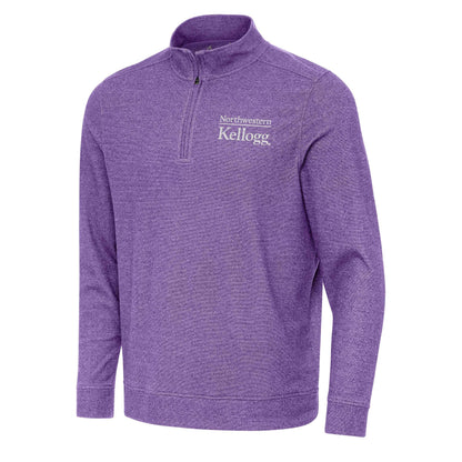 Northwestern I Kellogg Antigua Men's Subtle Supersoft Purple Heather 1/4 Zip Pullover-2