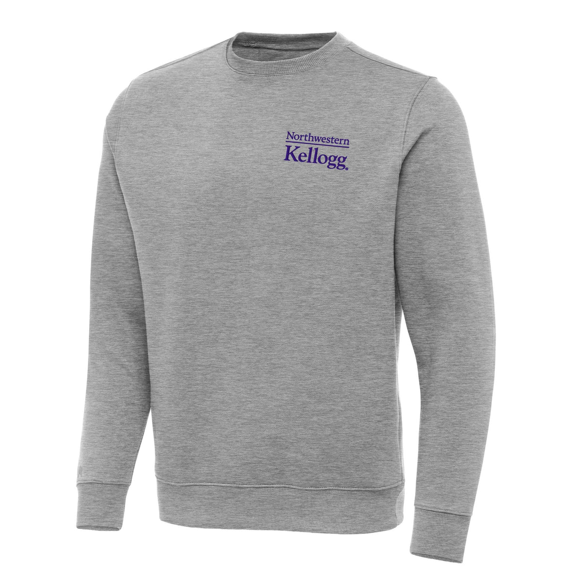 Northwestern I Kellogg Antigua Men's Victory Grey Heather Crewneck Sweatshirt -2