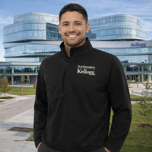 Northwestern I Kellogg Antigua Men's Black Brisk 1/4 Zip Pullover-2