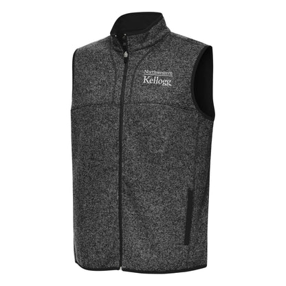 Northwestern I Kellogg Men's Antigua Fortune Black Heather FZ Vest-2