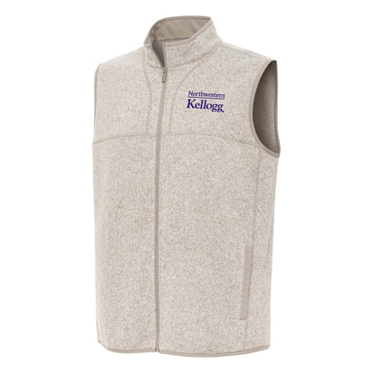 Northwestern I Kellogg Men's Antigua Fortune Oatmeal Heather FZ Vest-2
