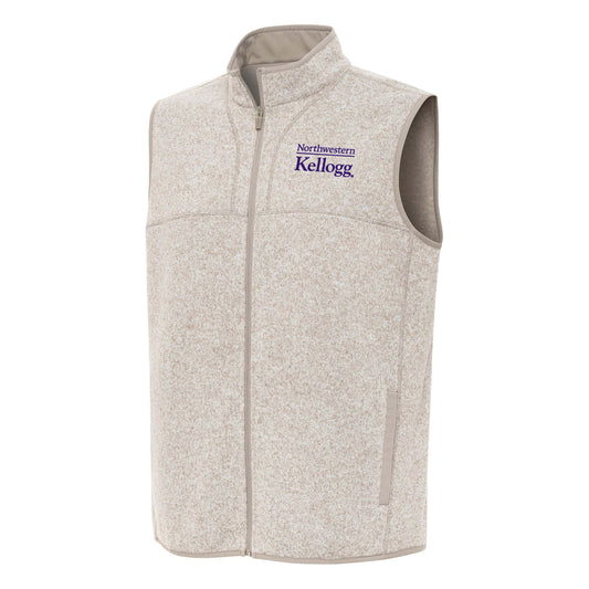 Northwestern I Kellogg Men's Antigua Fortune Oatmeal Heather FZ Vest-2