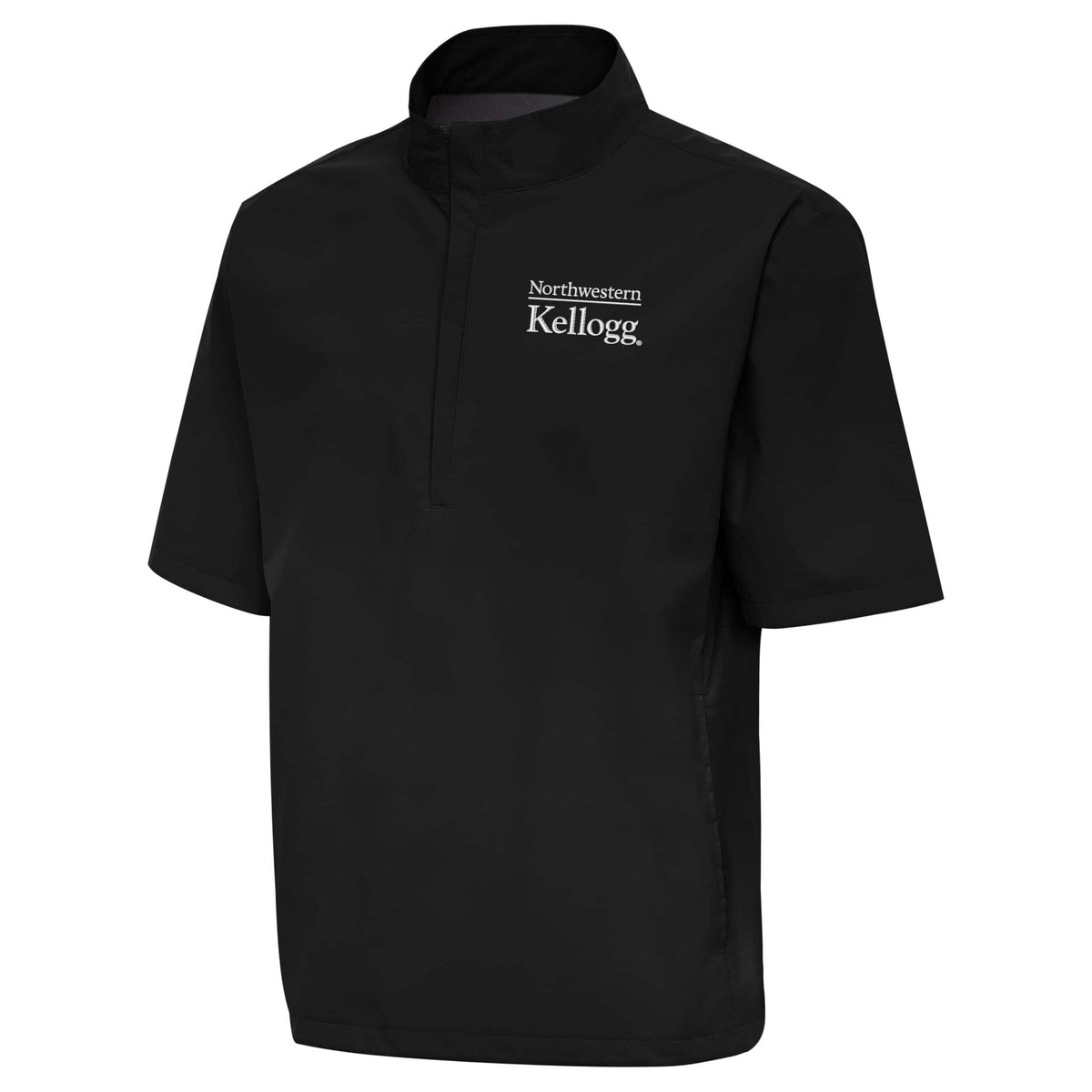 Northwestern I Kellogg Antigua Men's Black Brisk SS 1/4 Zip Pullover