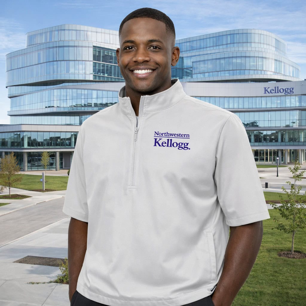 Northwestern I Kellogg Antigua Men's Stone Brisk SS 1/4 Zip Pullover