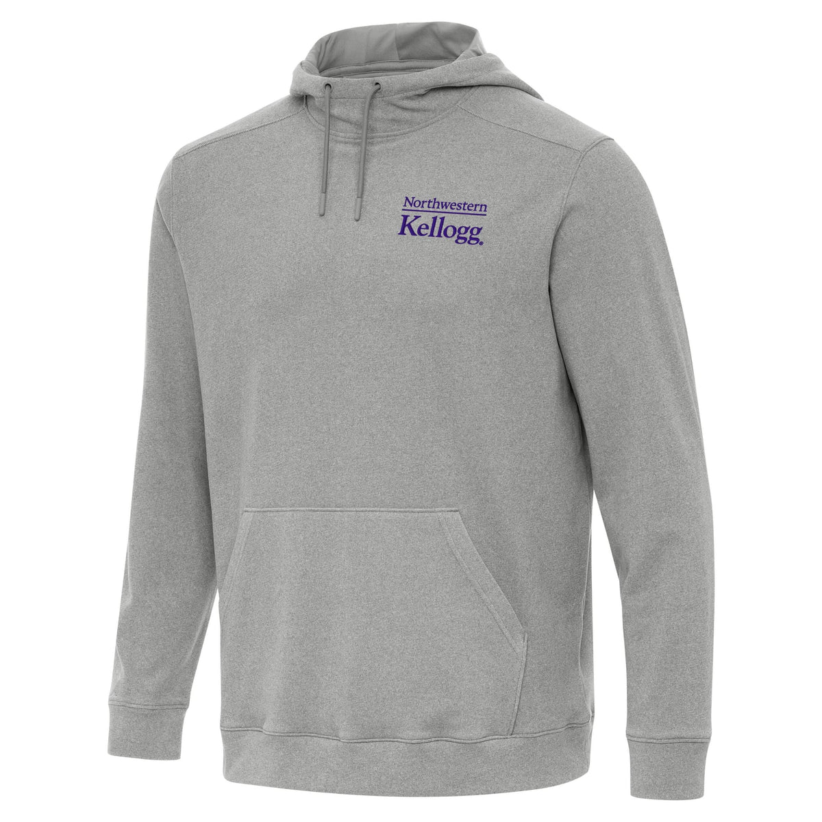 Northwestern I Kellogg Antigua Men's Cloud Supersoft Grey Heather Pullover Hood-2