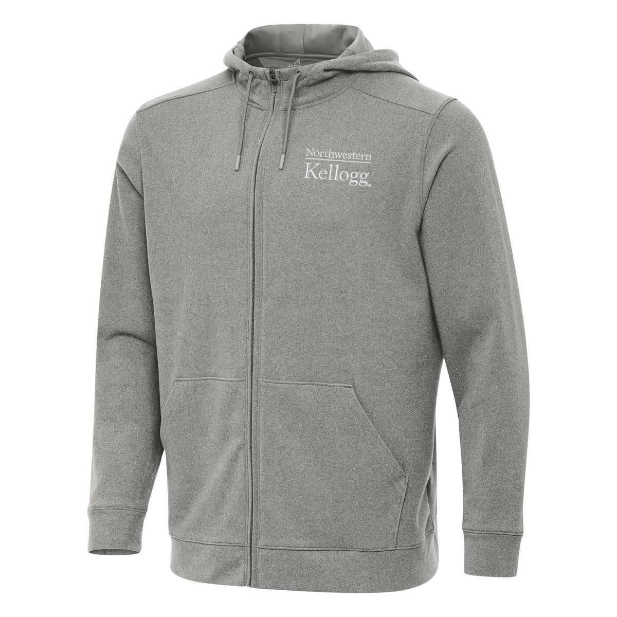 Northwestern I Kellogg Antigua Men's Effortless Supersoft Black Heather FZ Hood -2