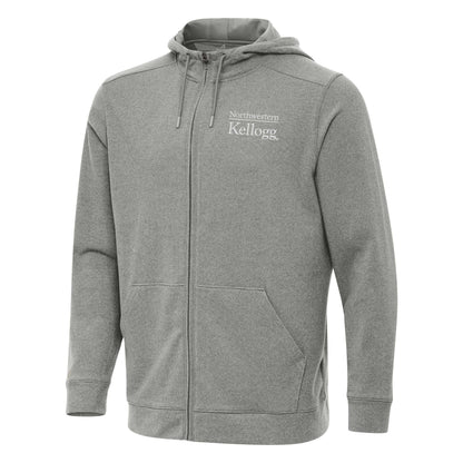 Northwestern I Kellogg Antigua Men's Effortless Supersoft Black Heather FZ Hood -2
