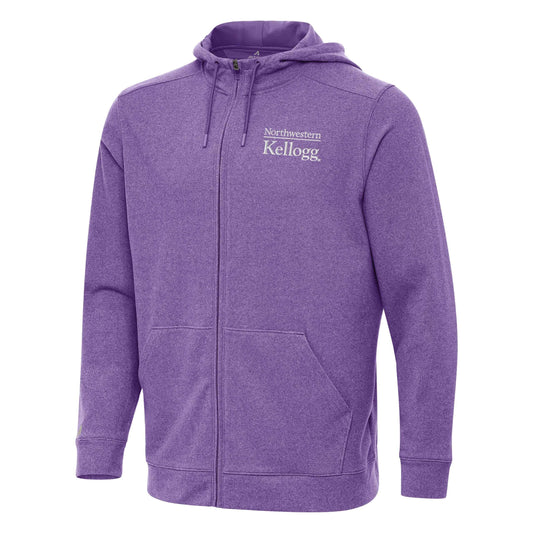 Northwestern I Kellogg Antigua Men's Effortless Supersoft Purple Heather FZ Hood-2