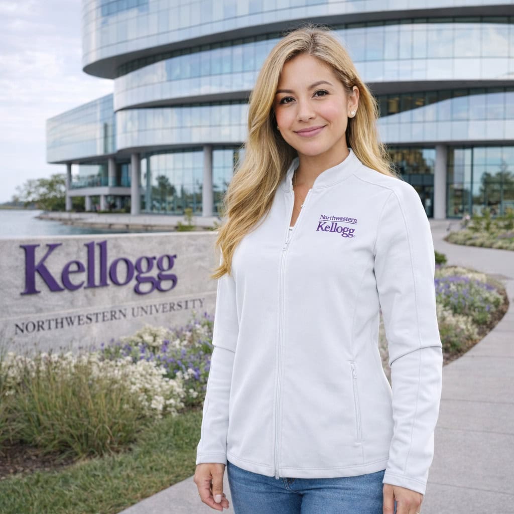 Northwestern I Kellogg Women's Antigua Continual Jacket in White Color