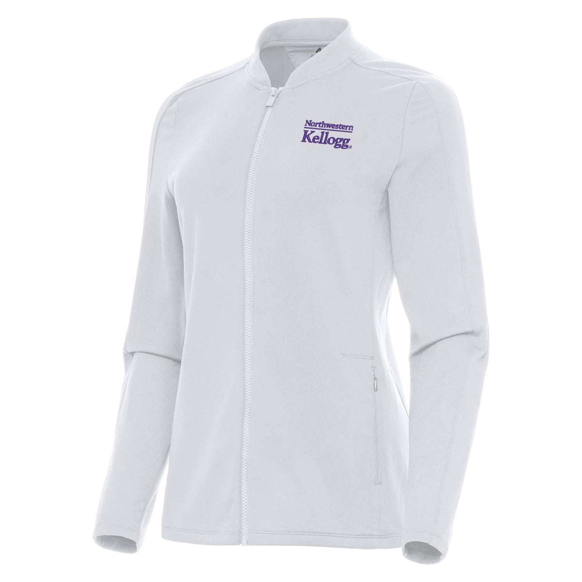 Northwestern I Kellogg Women's Antigua Continual Jacket in White Color-2