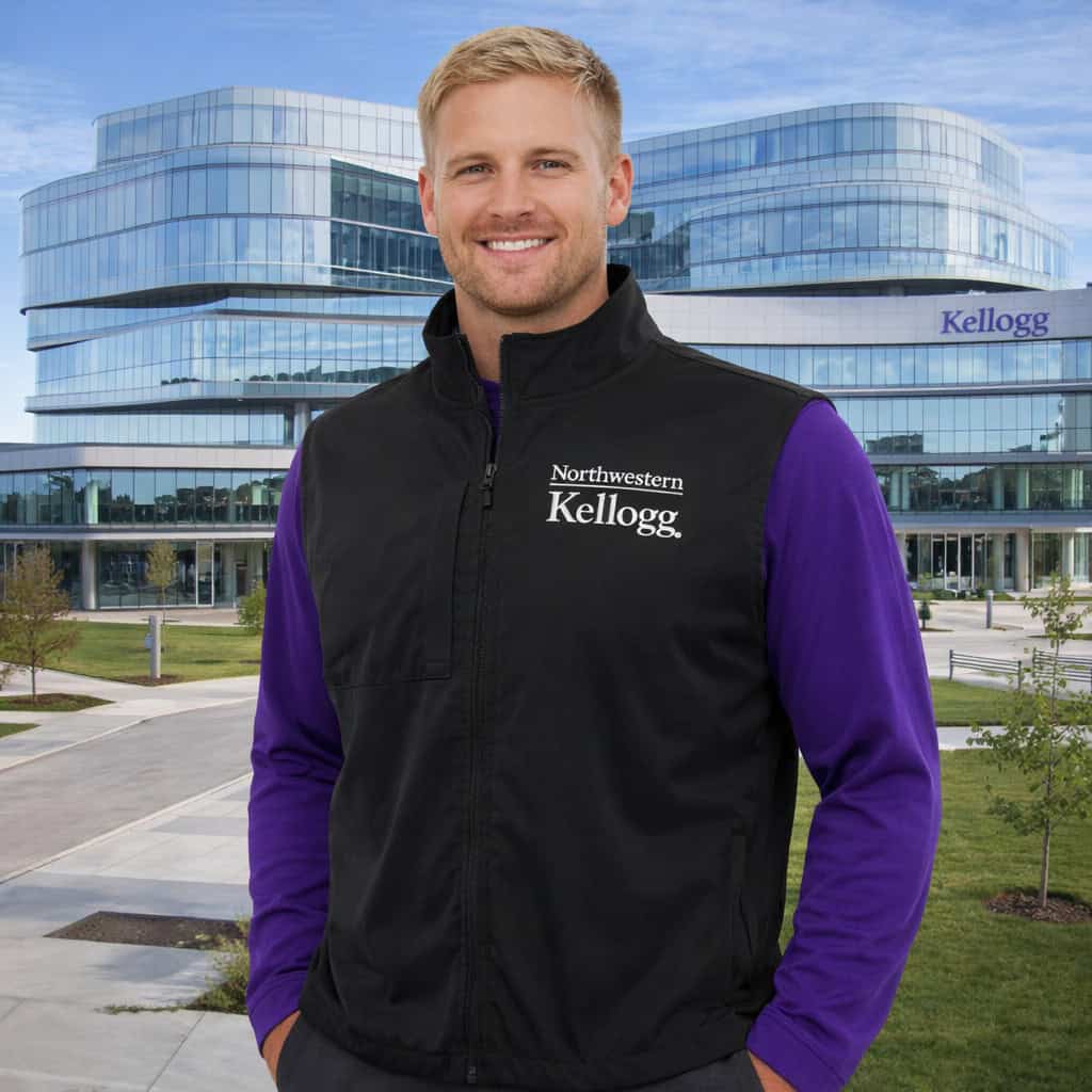 Northwestern I Kellogg Antigua Men's Black Brisk FZ Vest -2