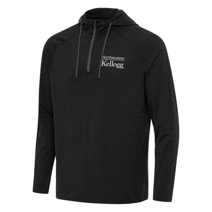 Northwestern I Kellogg Men's Antigua Black Heather Spikes2 1/4 Zip Pullover Hood -2