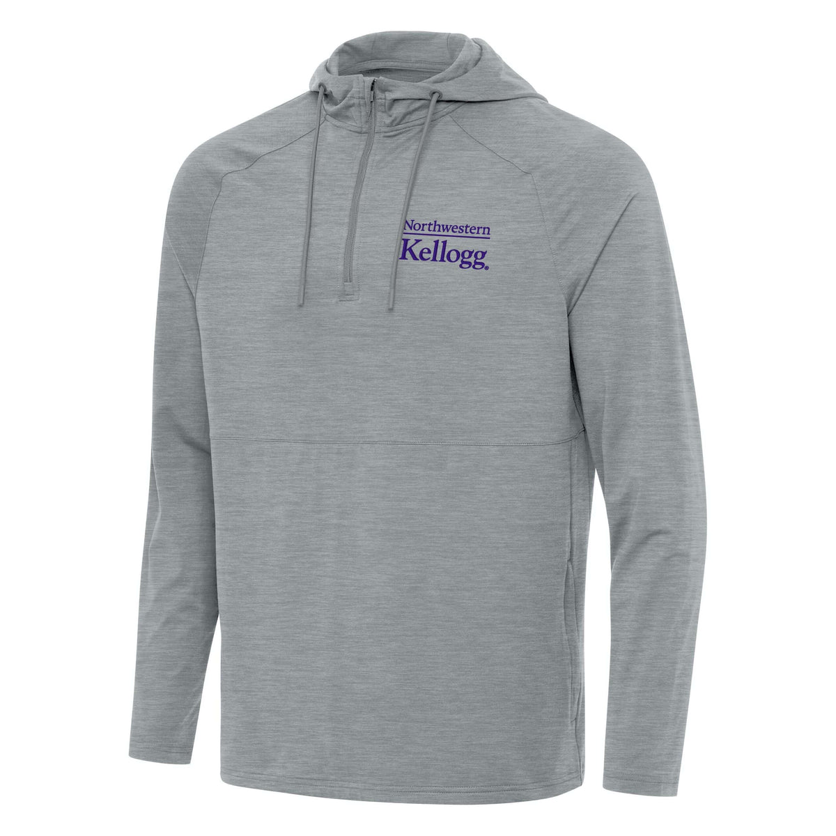 Northwestern I Kellogg Men's Antigua Skyscraper Heather Spikes2 1/4 Zip Pullover Hood -2