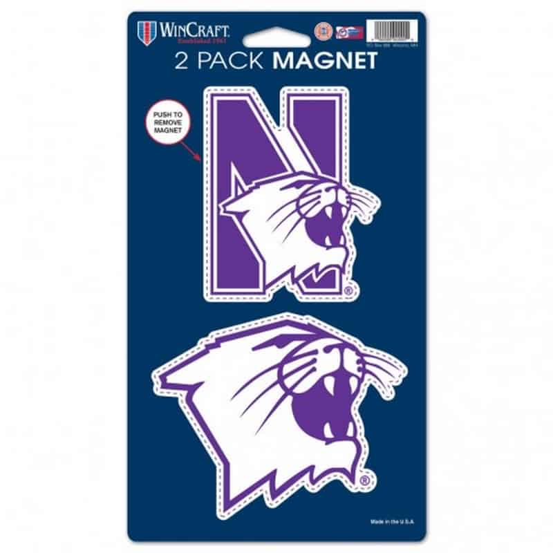 Northwestern Wildcats 2 Pack Magnets 5" x 9" N-Cat & Cats Head Designs