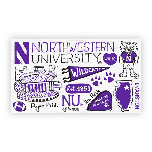Northwestern University Wildcats Julia Gash Recycled Wood Magnet 1.5"X2.5"
