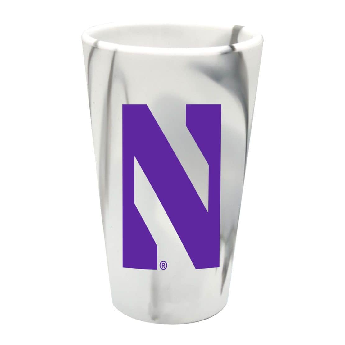 Northwestern University Wildcats 16 oz. White Marbleized Silicone Pint Glass With Stylized N Design