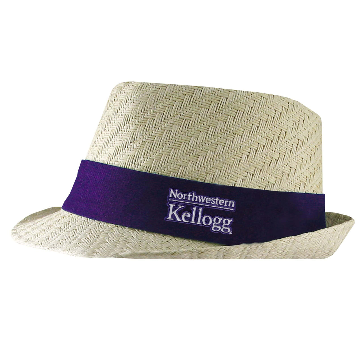 Northwestern I Kellogg Atlanta Geometric Weave Straw Fedora Hat