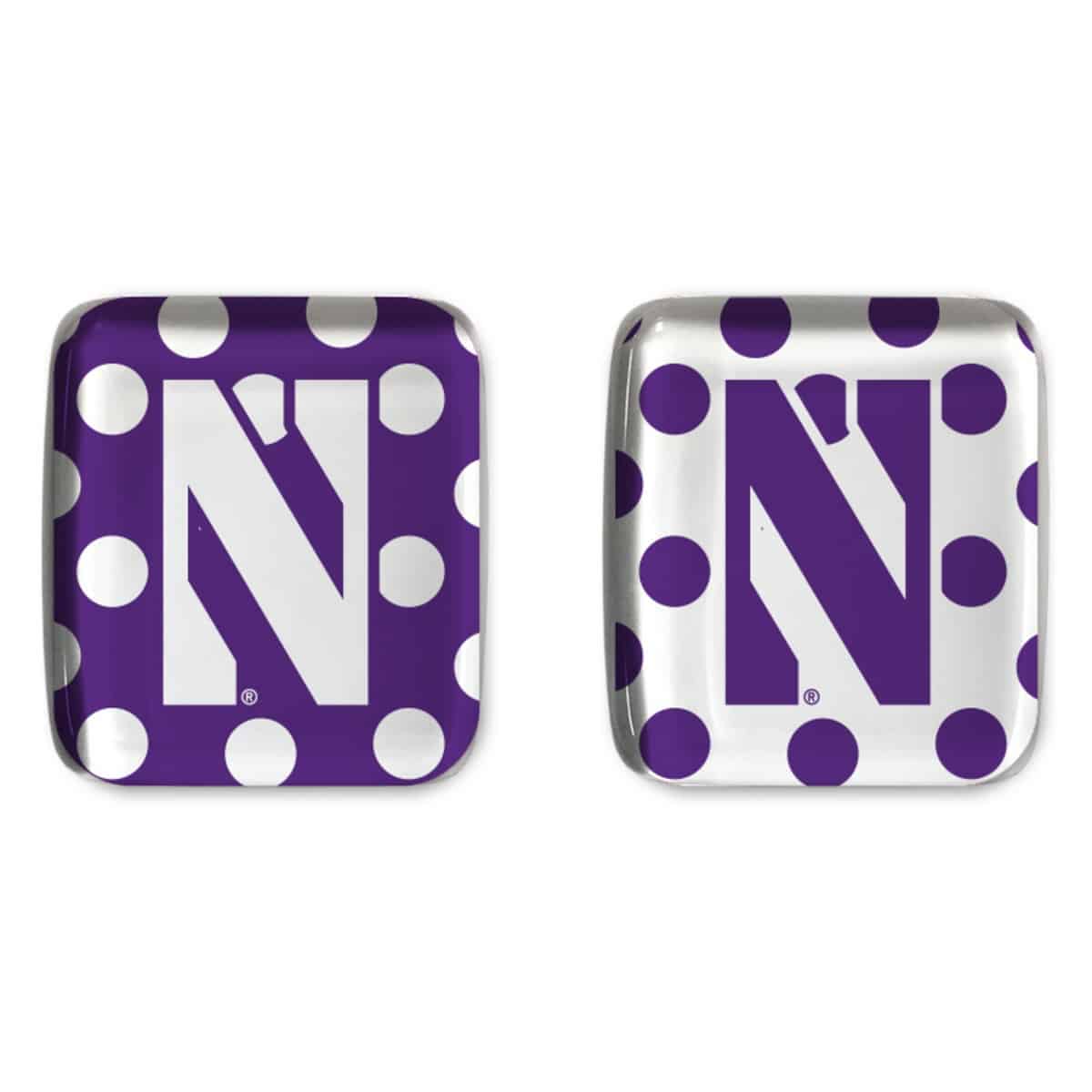 Northwestern University Wildcats 1.25" Square Fridge Magnet set of Two Combo Pack #5