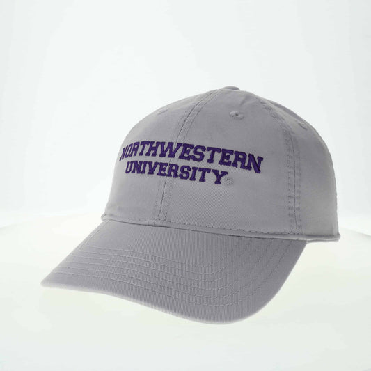 Northwestern University Wildcats Legacy Unconstructed Adjustable Light Grey Hat with Straight Northwestern University Design