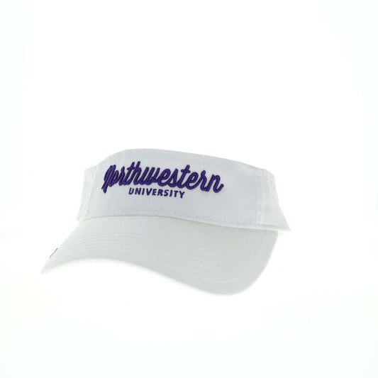 Northwestern University Wildcats White Visor with Script Northwestern Design