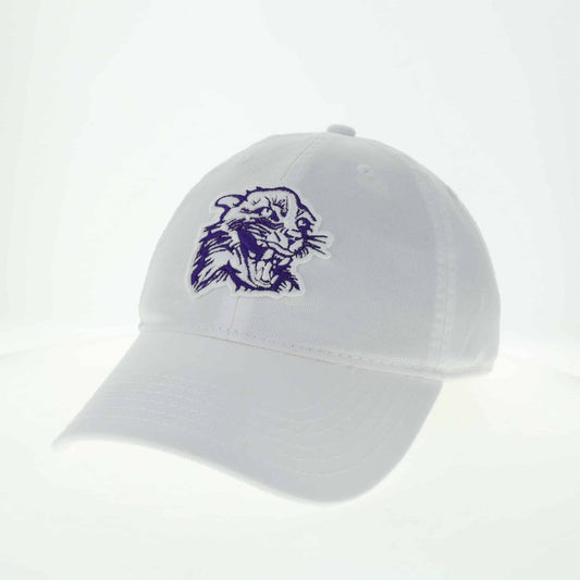 Northwestern University Wildcats Legacy Unconstructed Adjustable White Hat with Vintage Cat's Head Design