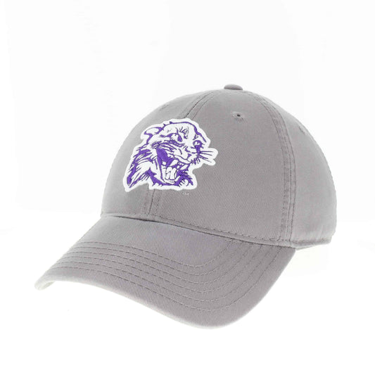 Northwestern University Wildcats Legacy Unconstructed Adjustable Dark Grey Hat with Vintage Cat's Head Design