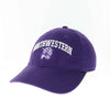 Northwestern University Wildcats Legacy Unconstructed Adjustable Purple Hat with Arched Northwestern Over Vintage Cat's Head Design