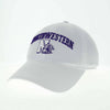 Northwestern University Wildcats Legacy Unconstructed Adjustable White Hat with Arched Northwestern Over Vintage N-Cat Design