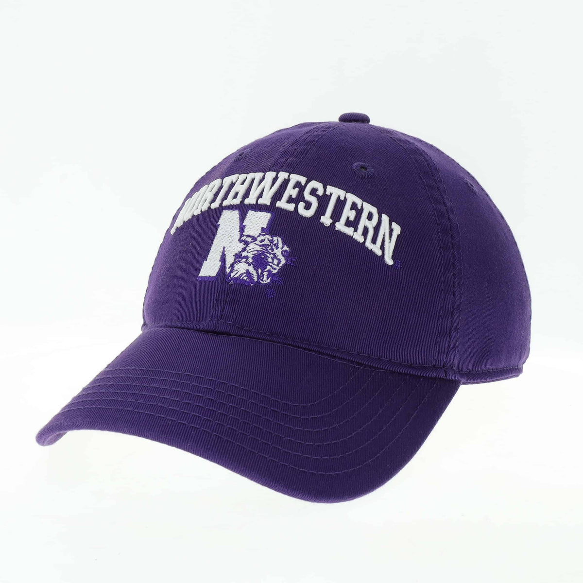Northwestern University Wildcats Legacy Unconstructed Adjustable Purple Hat with Arched Northwestern Over Vintage N-Cat Design