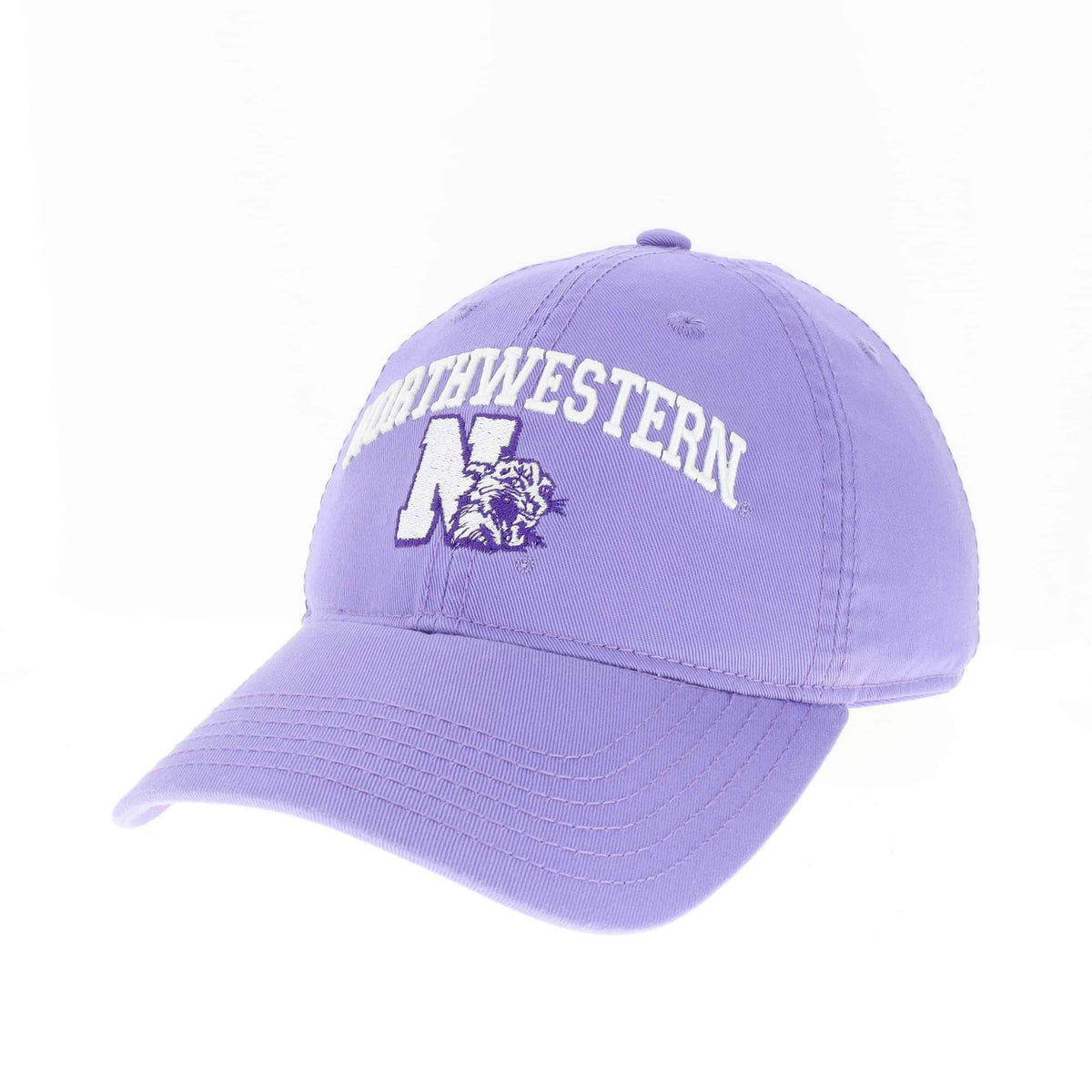Northwestern University Wildcats Legacy Unconstructed Adjustable Lilac Hat with Arched Northwestern Over Vintage N-Cat Design
