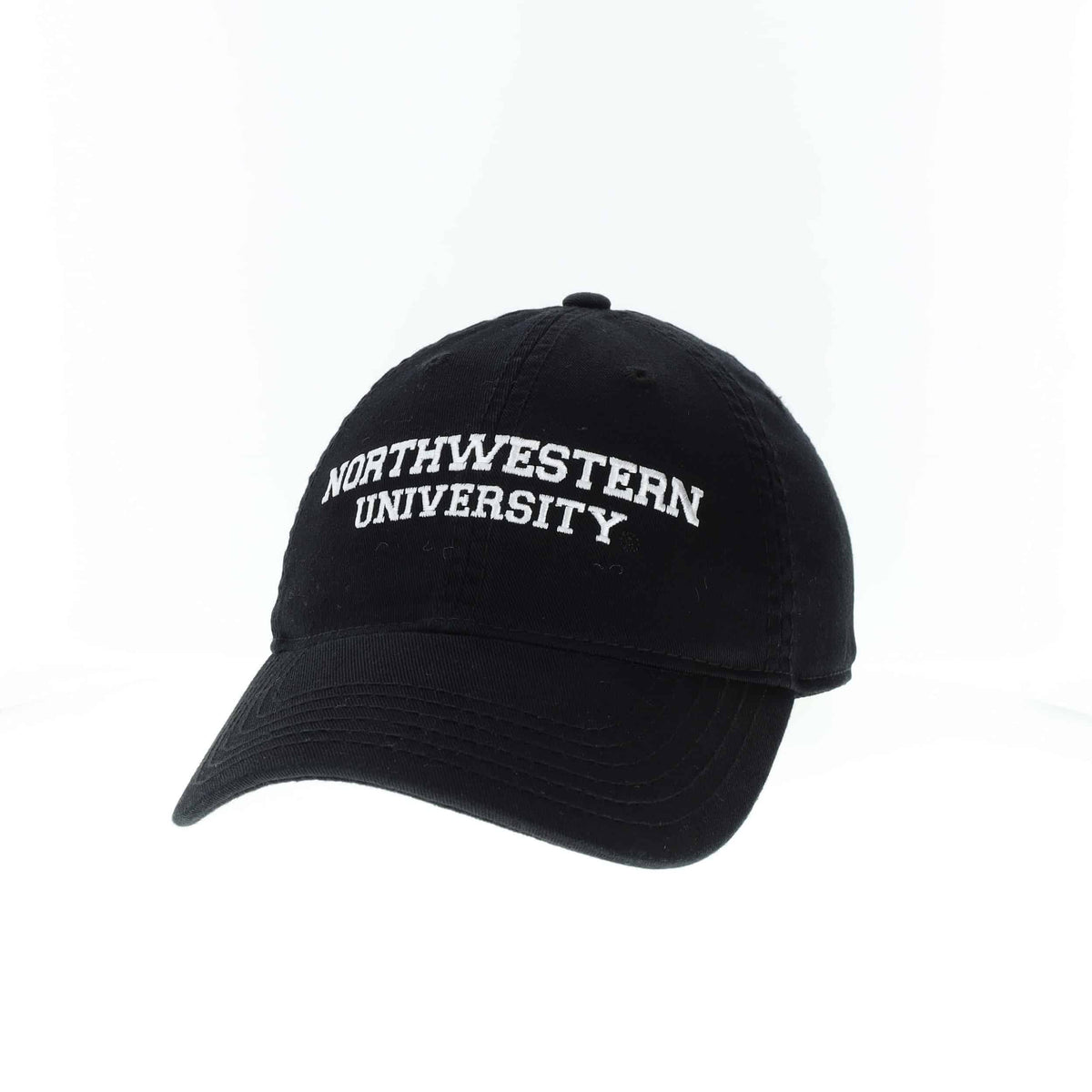 Northwestern University Wildcats Legacy Unconstructed Adjustable Black Hat with White Straight Northwestern University Design