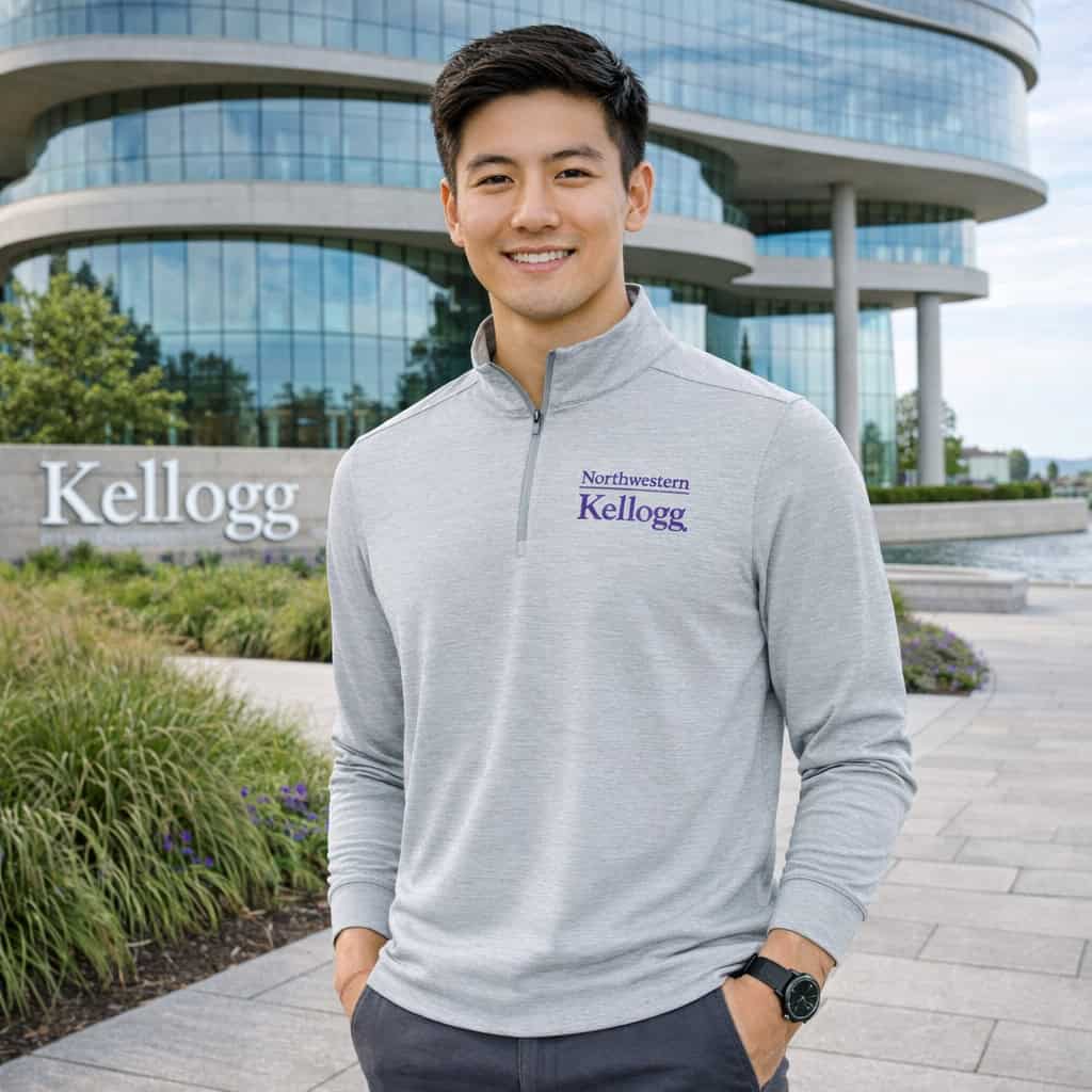 Northwestern I Kellogg Men's Antigua Skyscraper Heather Bright 1/4 Zip Pullover