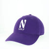 Northwestern University Wildcats Unconstructed Purple Cotton Twill Hat with N & Golf Design