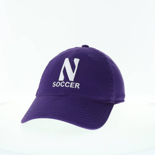 Northwestern University Wildcats Unconstructed Purple Cotton Twill Hat with N & Soccer Design