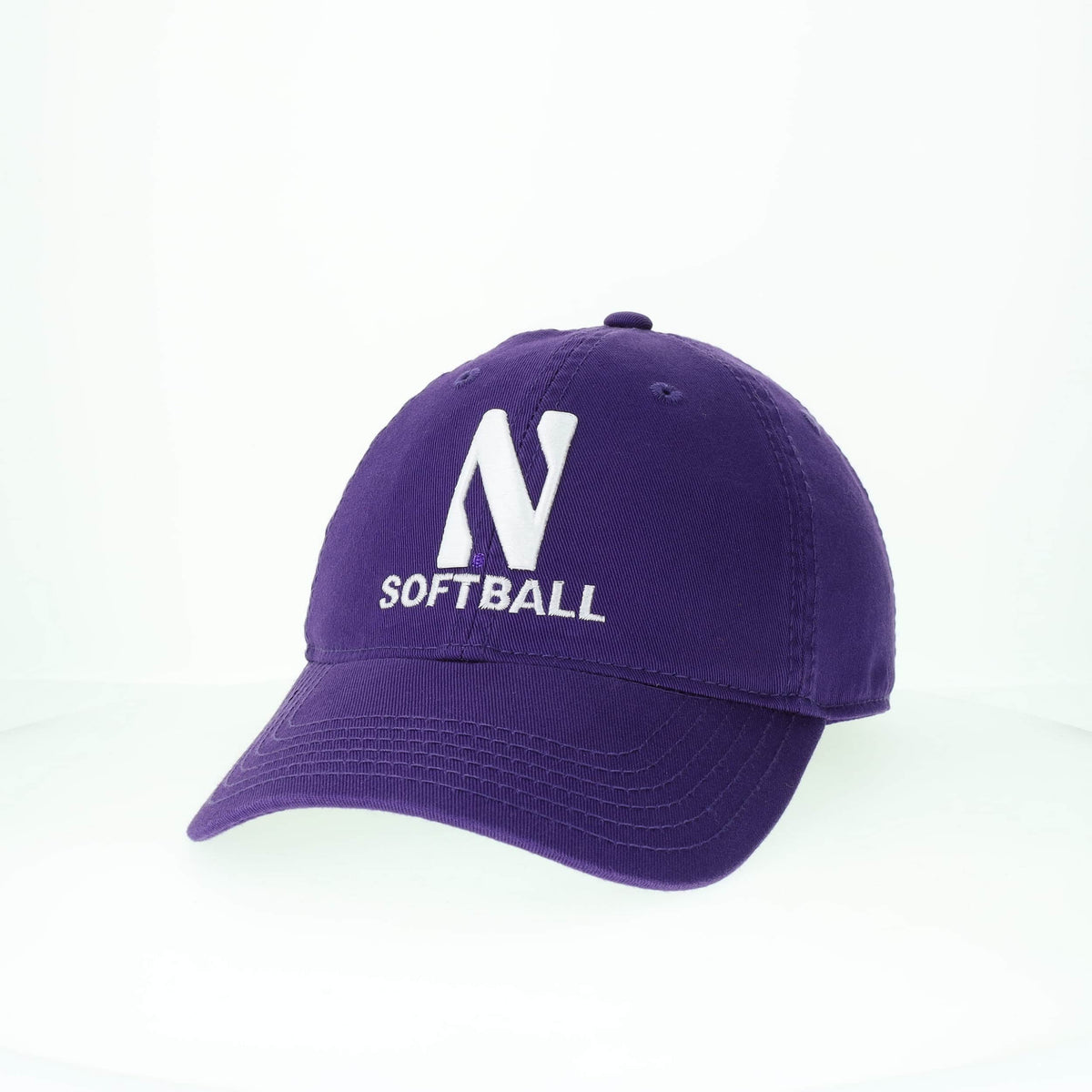 Northwestern University Wildcats Unconstructed Purple Cotton Twill Hat with N & Softball Design