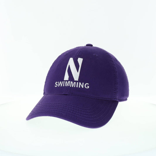 Northwestern University Wildcats Unconstructed Purple Cotton Twill Hat with N & Swimming Design