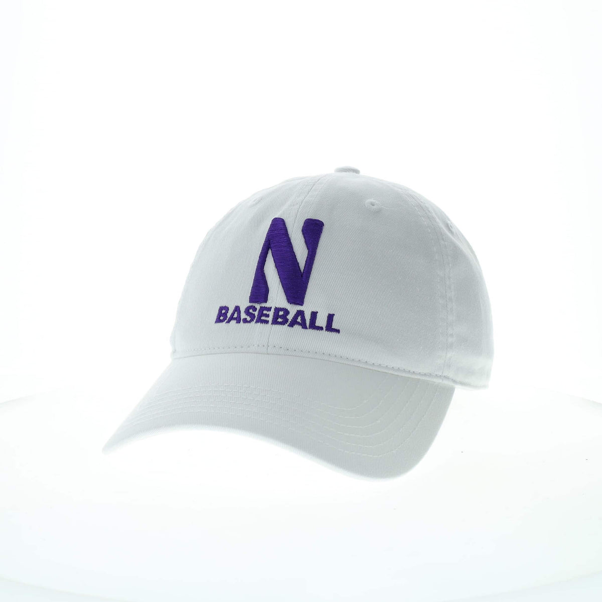Northwestern University Wildcats Unconstructed White Cotton Twill Hat with N & Baseball Design